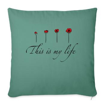 Coquelicot cycle de vie - Housse de coussin décorative 45 x 45 cm - vert sapin - Devant