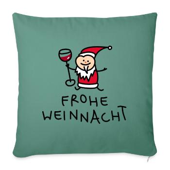 Weihnachtsmann mit Wein - Sofakissenbezug 45 x 45 cm - Tanngrün - Vorne