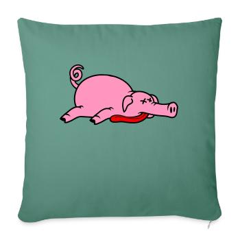 Grillon de porc mort inconscient mangeant de la viande - Housse de coussin décorative 45 x 45 cm - vert sapin - Devant