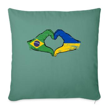 Brazil Ukraine Flag Hands Heart Shape Used - Sofa pillowcase 17,3'' x 17,3'' (45 x 45 cm) - cypress green - Front