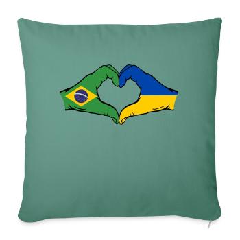 Brazil Ukraine Flag Hands Heart Shape - Sofa pillowcase 17,3'' x 17,3'' (45 x 45 cm) - cypress green - Front