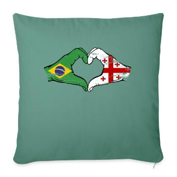 Brazil Georgia flag hands heart shape used - Sofa pillowcase 17,3'' x 17,3'' (45 x 45 cm) - cypress green - Front