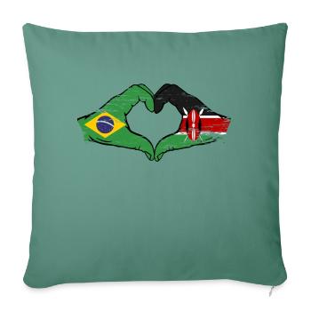 Brazil Kenya flag hands heart shape used - Sofa pillowcase 17,3'' x 17,3'' (45 x 45 cm) - cypress green - Front
