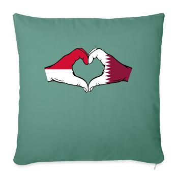 Monaco Qatar Flag Hand Heart Shape - Sofa pillowcase 17,3'' x 17,3'' (45 x 45 cm) - cypress green - Front