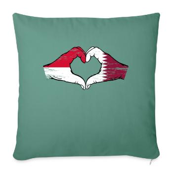 Monaco Qatar Flag Hand Heart Shape Used - Sofa pillowcase 17,3'' x 17,3'' (45 x 45 cm) - cypress green - Front