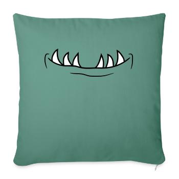 mund zaehne maul kopf gesicht klein monster horror - Sofakissenbezug 45 x 45 cm - Tanngrün - Vorne