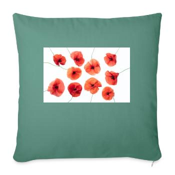 COQUELICOT Rouge Blanc - Housse de coussin décorative 45 x 45 cm - vert sapin - Devant