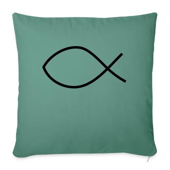 Symbole chrétien de poisson - Housse de coussin décorative 45 x 45 cm - vert sapin - Devant