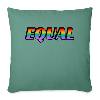 Texte arc-en-ciel EQUAL LGBT Pride Month - Housse de coussin décorative 45 x 45 cm - vert sapin - Devant