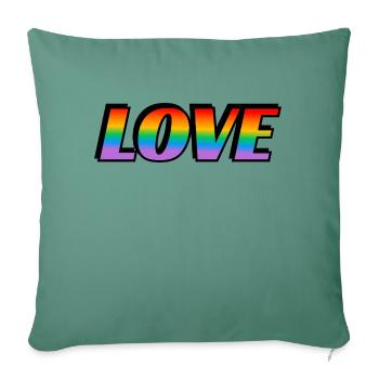 Texte arc-en-ciel LOVE LGBT Pride Month - Housse de coussin décorative 45 x 45 cm - vert sapin - Devant