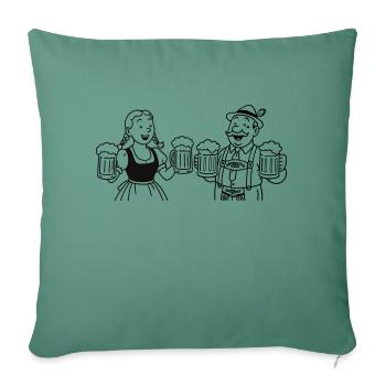 Mr Bier und Frau Bier - Sofakissenbezug 45 x 45 cm - Tanngrün - Vorne