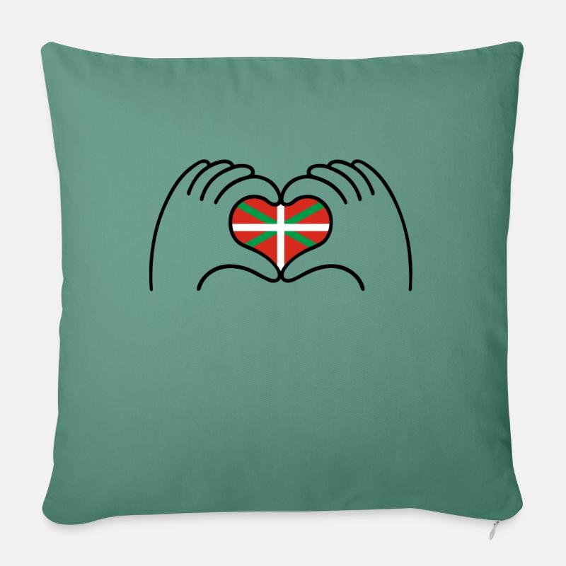 Coeur Basque - Housse de coussin décorative 45 x 45 cm - vert sapin