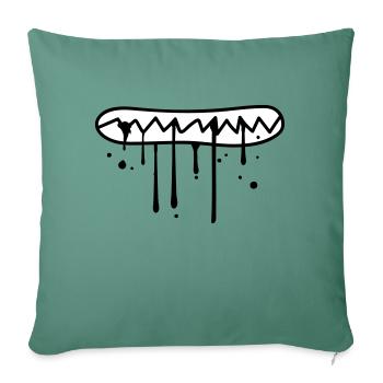 manger la faim visage mordre les dents croquer à - Housse de coussin décorative 45 x 45 cm - vert sapin - Devant