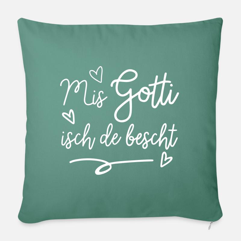 Schweizer Götti Gotti Baby Geburt Spruch Pate - Sofakissenbezug 45 x 45 cm - Tanngrün