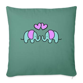 Bébés éléphants - Housse de coussin décorative 45 x 45 cm - vert sapin - Devant