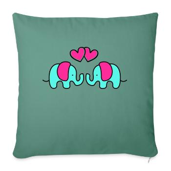Bébés éléphants - Housse de coussin décorative 45 x 45 cm - vert sapin - Devant