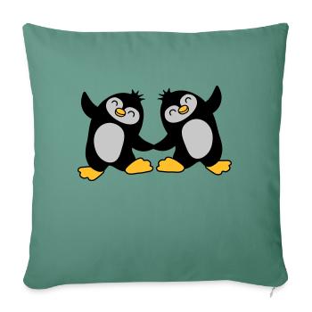 2 cute penguins dancing - Sofa pillowcase 17,3'' x 17,3'' (45 x 45 cm) - cypress green - Front