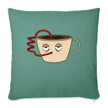 Müde Tasse Kaffee lustiger Cartoon - Sofakissenbezug 45 x 45 cm - Tanngrün - Vorne