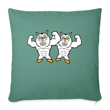 2 Owls Bodybuilders Muscles Biceps Poses Gym Rat - Sofa pillowcase 17,3'' x 17,3'' (45 x 45 cm) - cypress green - Front