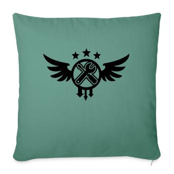 Emblème mécanicien (ailes) - Housse de coussin décorative 45 x 45 cm - vert sapin - Devant