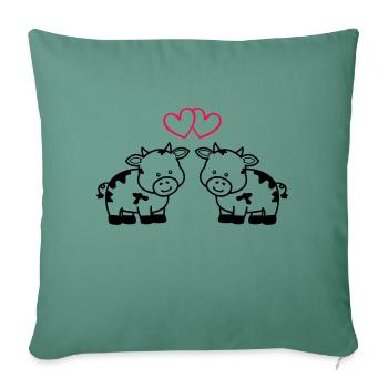 vaches amoureuses - Housse de coussin décorative 45 x 45 cm - vert sapin - Devant