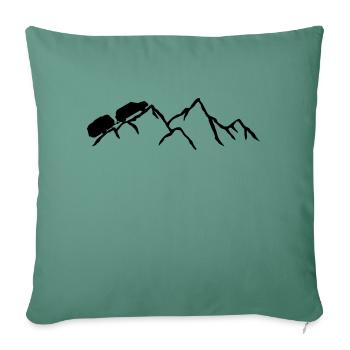 monts montagnes caravane silhouette de la voiture de lampad - Housse de coussin décorative 45 x 45 cm - vert sapin - Devant