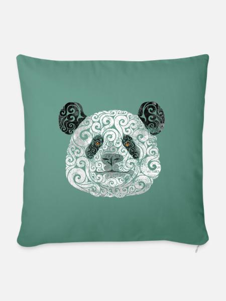 Swirly Panda - Sofakissenbezug 45 x 45 cm - Tanngrün