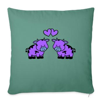 vaches amoureuses - Housse de coussin décorative 45 x 45 cm - vert sapin - Devant