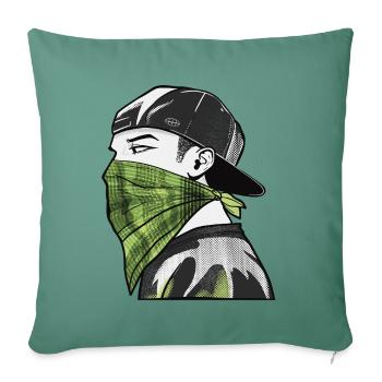 Bandana vert et casquette streetwear - Housse de coussin décorative 45 x 45 cm - vert sapin - Devant