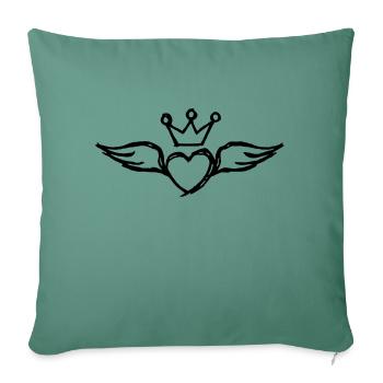 Flying Heart (Heart & Wings) 01 - Sofa pillowcase 17,3'' x 17,3'' (45 x 45 cm) - cypress green - Front