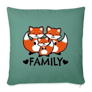 Fox Family Fuchs Familie famille renard - Sofakissenbezug 45 x 45 cm - Tanngrün - Vorne
