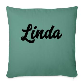 Linda Custom Text Nom d’anniversaire - Housse de coussin décorative 45 x 45 cm - vert sapin - Devant