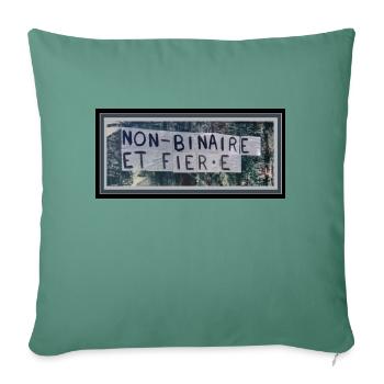 Non binaire et fier.e - collage - Housse de coussin décorative 45 x 45 cm - vert sapin - Devant