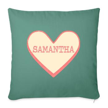 Samantha Nom Prénom Pink Sugar Heart - Housse de coussin décorative 45 x 45 cm - vert sapin - Devant