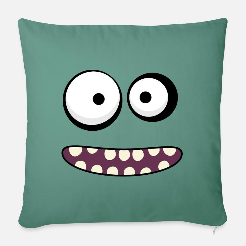 Visage de monstre - Housse de coussin décorative 45 x 45 cm - vert sapin