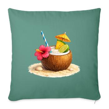 Tropical cocktail in the coconut on the beach - Sofa pillowcase 17,3'' x 17,3'' (45 x 45 cm) - cypress green - Front