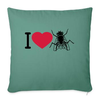 I Love Housefly Heart - Sofa pillowcase 17,3'' x 17,3'' (45 x 45 cm) - cypress green - Front