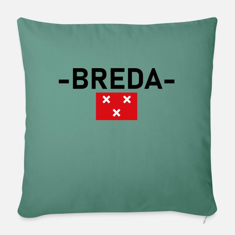BREDA, texte avec drapeau - Housse de coussin décorative 45 x 45 cm - vert sapin