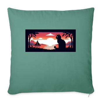 Cat at the lake - Sofa pillowcase 17,3'' x 17,3'' (45 x 45 cm) - cypress green - Front