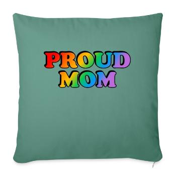 Proud Mom LGBTQ rainbow LGBT pride month - Housse de coussin décorative 45 x 45 cm - vert sapin - Devant