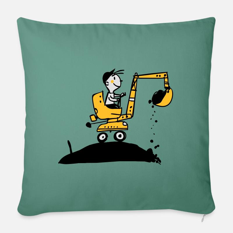 excavator t-shirt - Sofa pillowcase 17,3'' x 17,3'' (45 x 45 cm) - cypress green
