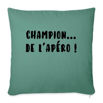 Champion de l’apéro - Housse de coussin décorative 45 x 45 cm - vert sapin - Devant