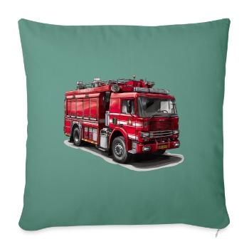 Fighting fires with fire trucks - Sofa pillowcase 17,3'' x 17,3'' (45 x 45 cm) - cypress green - Front