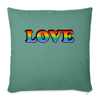 Texte arc-en-ciel LOVE LGBT Pride Month - Housse de coussin décorative 45 x 45 cm - vert sapin - Devant