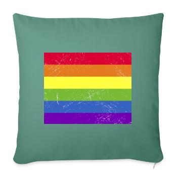 Drapeau arc-en-ciel LGBTQ + vintage - Housse de coussin décorative 45 x 45 cm - vert sapin - Devant