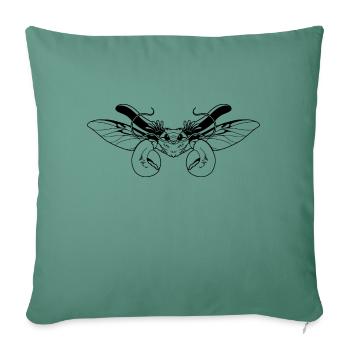 Chimère : Coq (hanneton/homard) noir - Housse de coussin décorative 45 x 45 cm - vert sapin - Devant