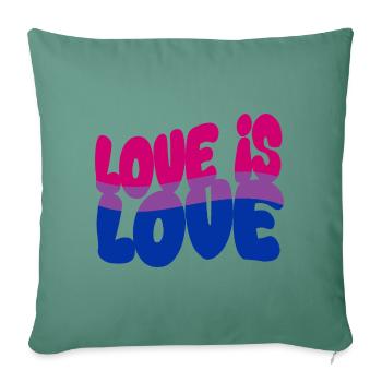 Love is Love – Bi Visibility in Style - Housse de coussin décorative 45 x 45 cm - vert sapin - Devant