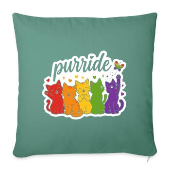 Parade des Chats Arc-en-ciel de Purride - Housse de coussin décorative 45 x 45 cm - vert sapin - Devant