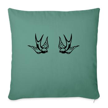 Swallows pair - Sofa pillowcase 17,3'' x 17,3'' (45 x 45 cm) - cypress green - Front