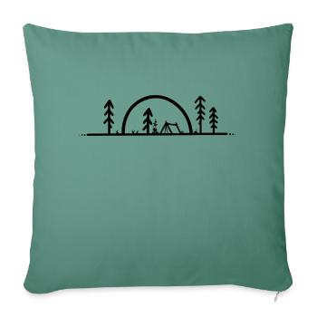 Camping, forest, campfire and sunrise - Sofa pillowcase 17,3'' x 17,3'' (45 x 45 cm) - cypress green - Front